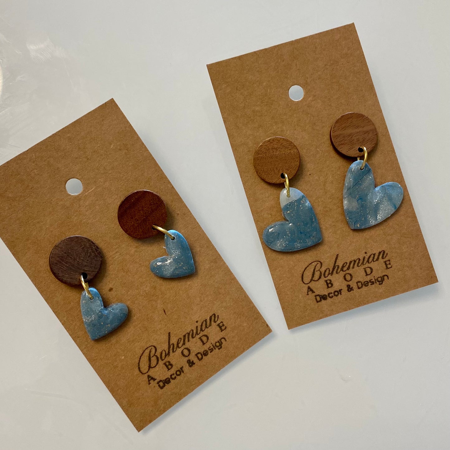 Sparkling Hearts - Light Blue Drop Earrings